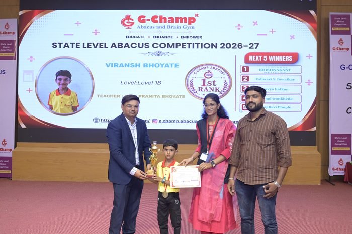 Viransh Bhoyate — 1st Rank, Level 1B, at the G-Champ State Level Abacus Competition 2026
