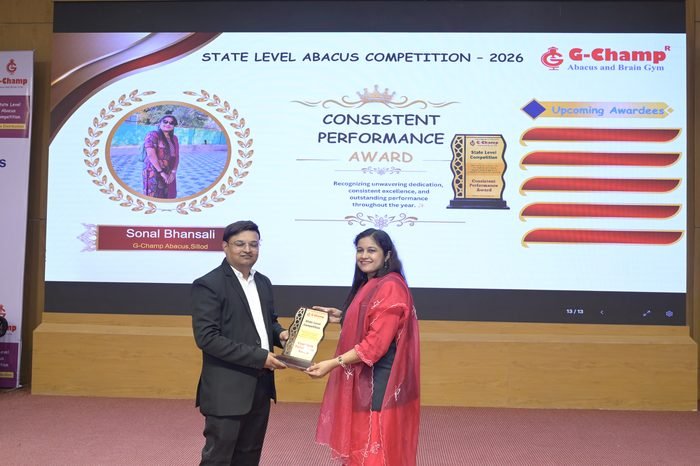 Sonal Bhansali — Consistent Performance Award at the G-Champ State Level Abacus Competition 2026
