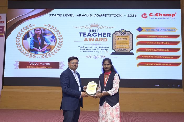 Vidya Harde — Best Teacher at the G-Champ State Level Abacus Competition 2026