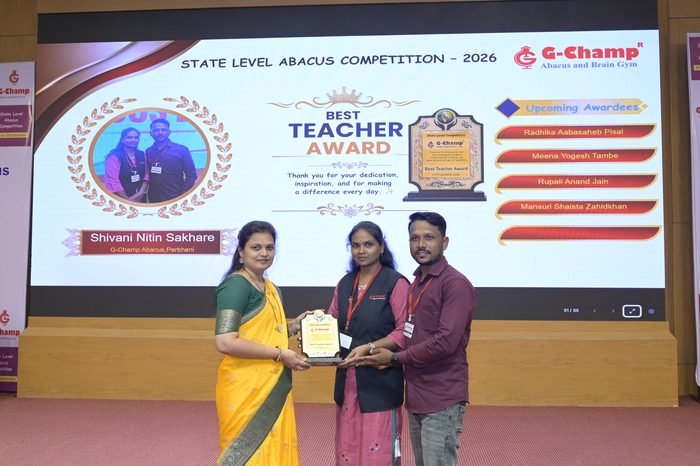Shivani nitin sakhare — Best Teacher at the G-Champ State Level Abacus Competition 2026