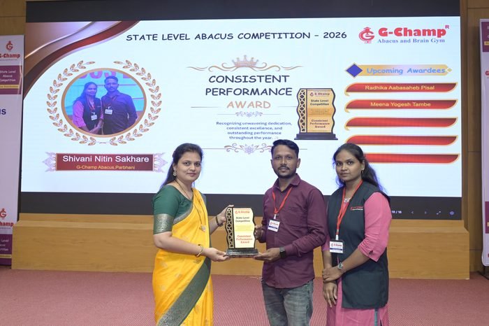 Shivani nitin sakhare — Consistent Performance Award at the G-Champ State Level Abacus Competition 2026