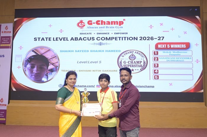 Shaikh sayeed shaikh hameed — G-Champ Super Star, Level 5, at the G-Champ State Level Abacus Competition 2026