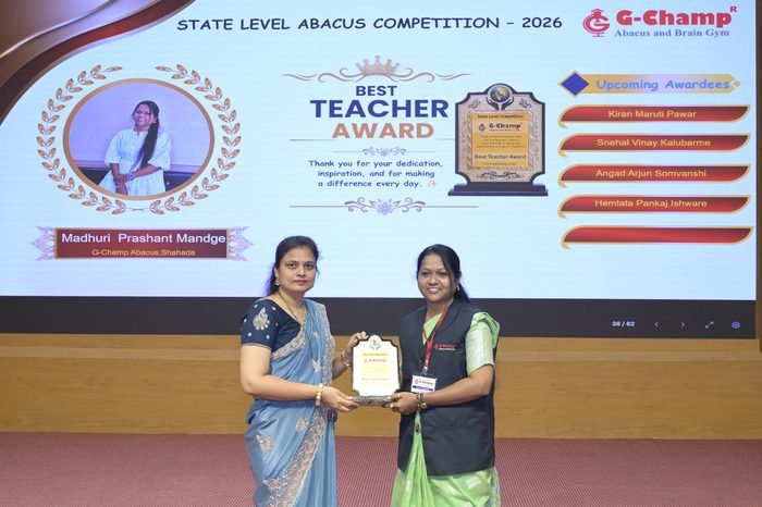 Madhuri  Prashant Mandge — Best Teacher at the G-Champ State Level Abacus Competition 2026