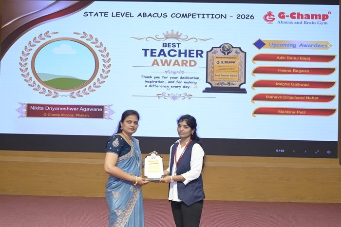 Nikita Dnyaneshwar Agawane — Best Teacher at the G-Champ State Level Abacus Competition 2026