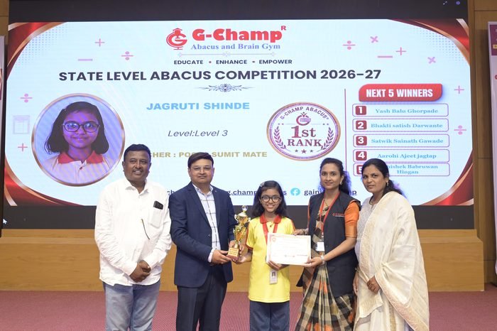 Jagruti shinde — 1st Rank, Level 3, at the G-Champ State Level Abacus Competition 2026