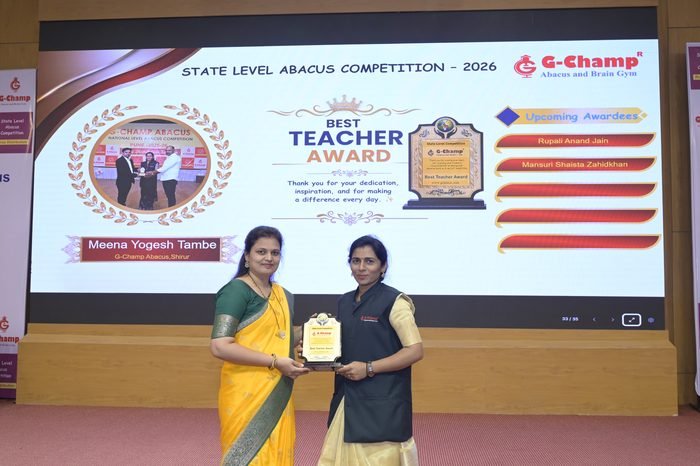 Meena Yogesh Tambe — Best Teacher at the G-Champ State Level Abacus Competition 2026