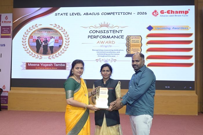 Meena Yogesh Tambe — Consistent Performance Award at the G-Champ State Level Abacus Competition 2026