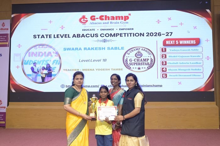 Swara Rakesh sable — G-Champ Super Star, Level 1B, at the G-Champ State Level Abacus Competition 2026