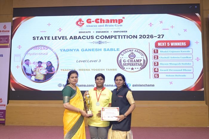 Yadnya Ganesh Sable — G-Champ Super Star, Level 3, at the G-Champ State Level Abacus Competition 2026