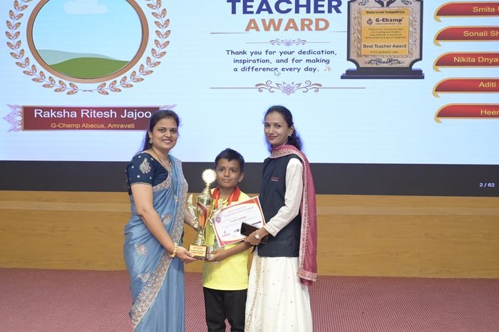 Raksha Ritesh Jajoo — Best Teacher at the G-Champ State Level Abacus Competition 2026