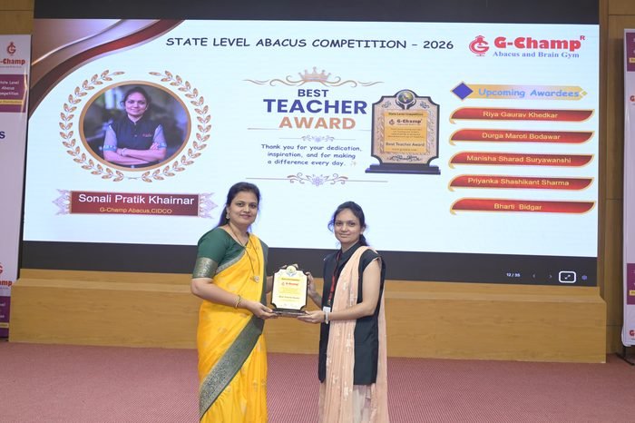 SONALI PRATIK KHAIRNAR — Best Teacher at the G-Champ State Level Abacus Competition 2026