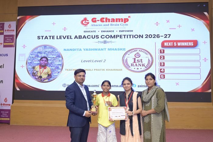 Nandita Yashwant Mhaske — 1st Rank, Level 2, at the G-Champ State Level Abacus Competition 2026