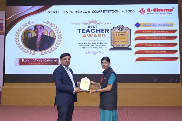 Rohini Vikas kulkarni — Best Teacher at the G-Champ State Level Abacus Competition 2026