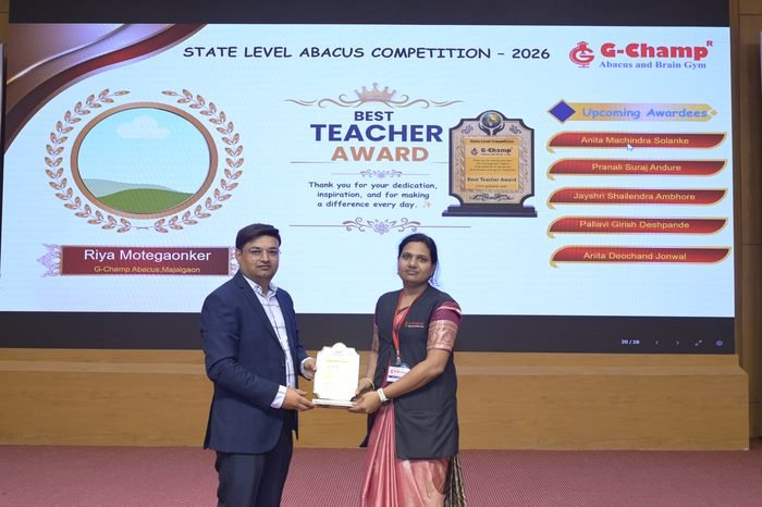 Riya motegaonker — Best Teacher at the G-Champ State Level Abacus Competition 2026