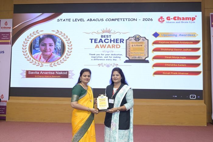 Savita Anantsa Nakod — Best Teacher at the G-Champ State Level Abacus Competition 2026