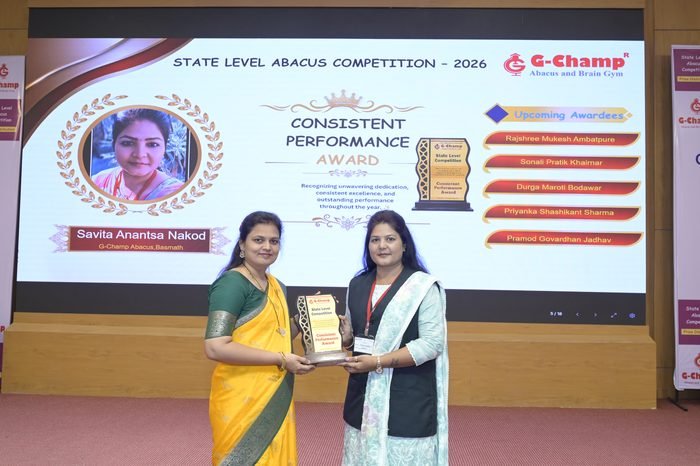 Savita Anantsa Nakod — Consistent Performance Award at the G-Champ State Level Abacus Competition 2026
