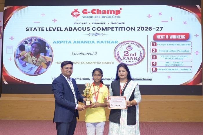 Arpita Ananda Katkar — 2nd Rank, Level 2, at the G-Champ State Level Abacus Competition 2026