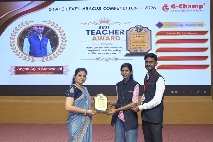 Angad Arjun Somvanshi — Best Teacher at the G-Champ State Level Abacus Competition 2026