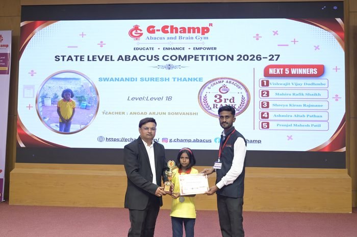 Swanandi Suresh Thanke — 3rd Rank, Level 1B, at the G-Champ State Level Abacus Competition 2026