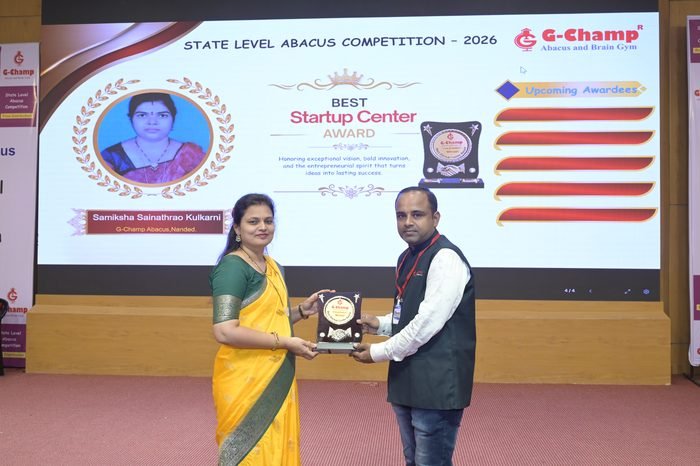 SAMIKSHA SAINATHRAO KULKARNI — Best Startup Award at the G-Champ State Level Abacus Competition 2026