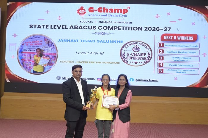 Janhavi Tejas Salunkhe — G-Champ Super Star, Level 1B, at the G-Champ State Level Abacus Competition 2026