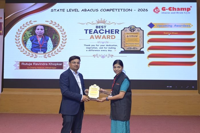 RUTUJA RAVINDRA KHOPKAR — Best Teacher at the G-Champ State Level Abacus Competition 2026
