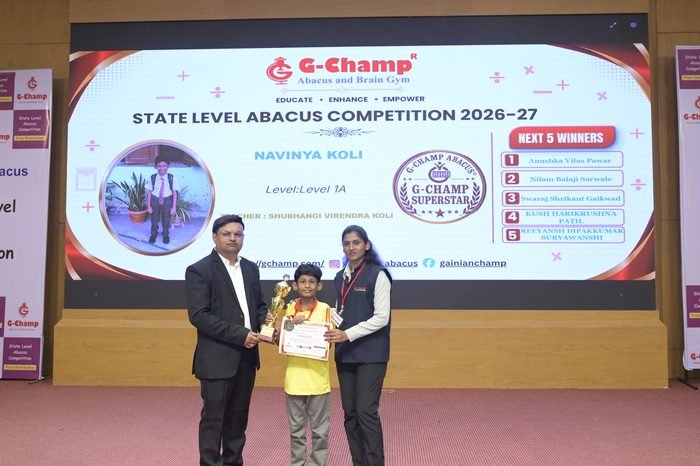 Navinya Koli — G-Champ Super Star, Level 1A, at the G-Champ State Level Abacus Competition 2026