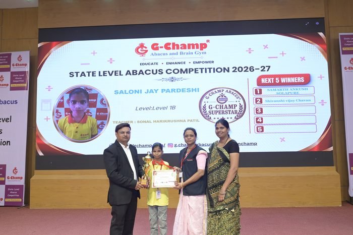SALONI JAY PARDESHI — G-Champ Super Star, Level 1B, at the G-Champ State Level Abacus Competition 2026