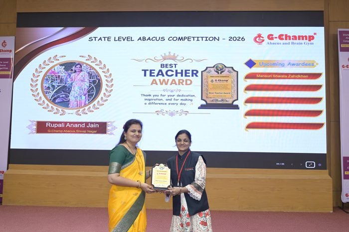 Rupali Anand Jain — Best Teacher at the G-Champ State Level Abacus Competition 2026