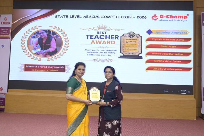 MANISHA SHARAD SURYAWANSHI — Best Teacher at the G-Champ State Level Abacus Competition 2026