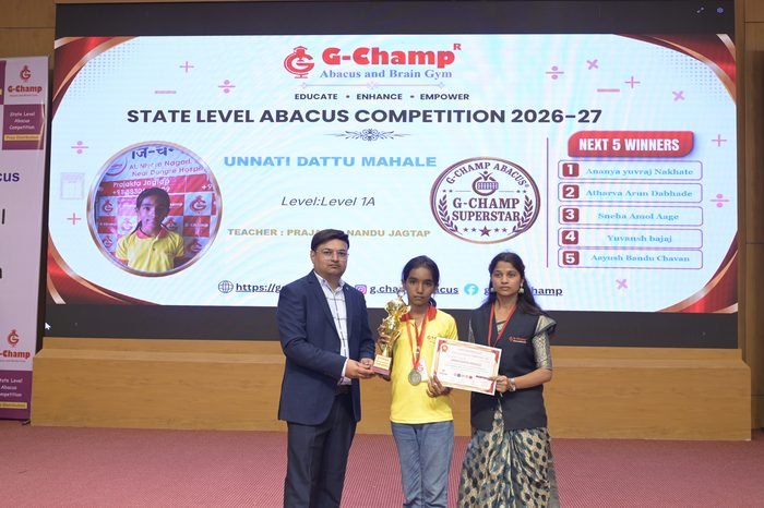 Unnati Dattu mahale — G-Champ Super Star, Level 1A, at the G-Champ State Level Abacus Competition 2026
