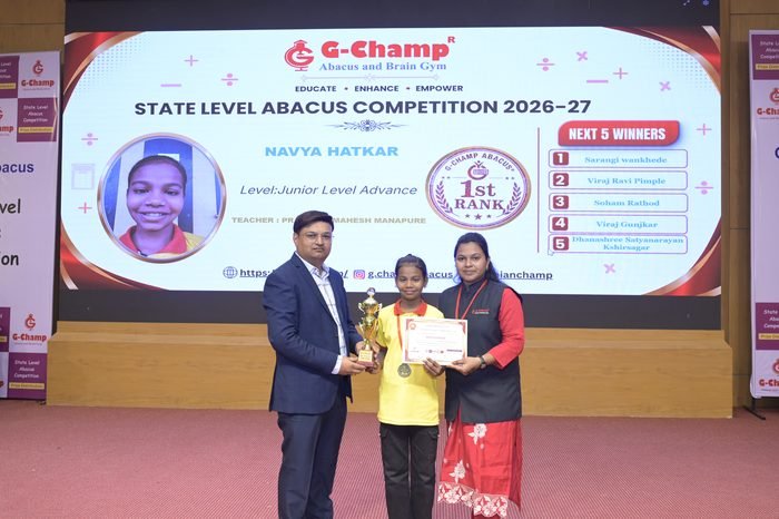 Navya hatkar — 1st Rank, Junior Level Advance, at the G-Champ State Level Abacus Competition 2026