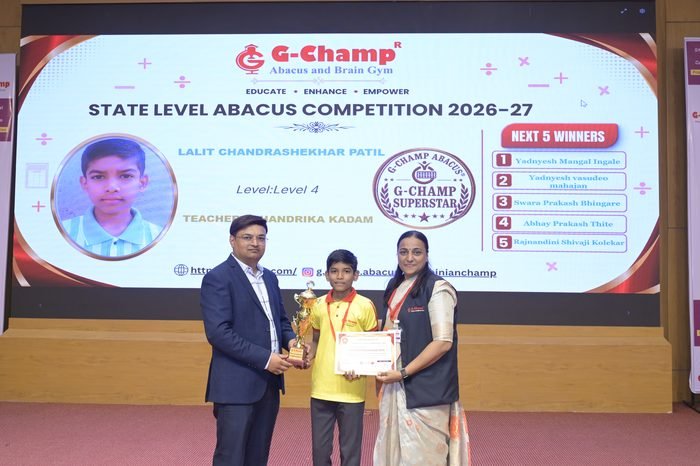 Lalit chandrashekhar patil — G-Champ Super Star, Level 4, at the G-Champ State Level Abacus Competition 2026