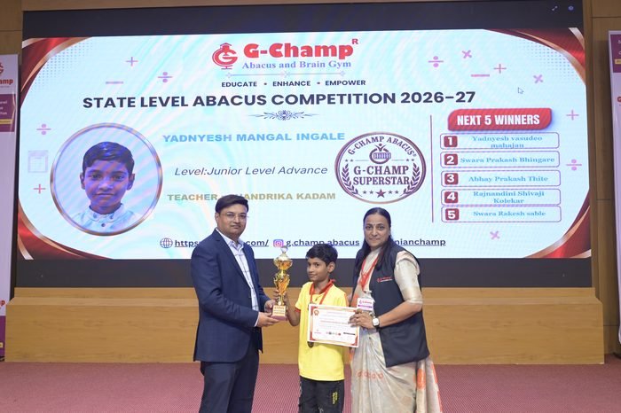 Yadnyesh Mangal Ingale — G-Champ Super Star, Junior Level Advance, at the G-Champ State Level Abacus Competition 2026