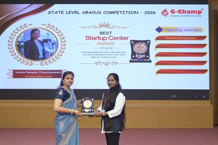 Varsha Narayan Chandrawanshi — Best Startup Award at the G-Champ State Level Abacus Competition 2026