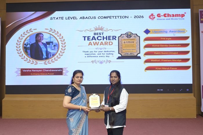 Varsha Narayan Chandrawanshi — Best Teacher at the G-Champ State Level Abacus Competition 2026