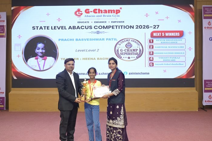 Prachi Basveshwar Patil — 3rd Rank, Level 2, at the G-Champ State Level Abacus Competition 2026
