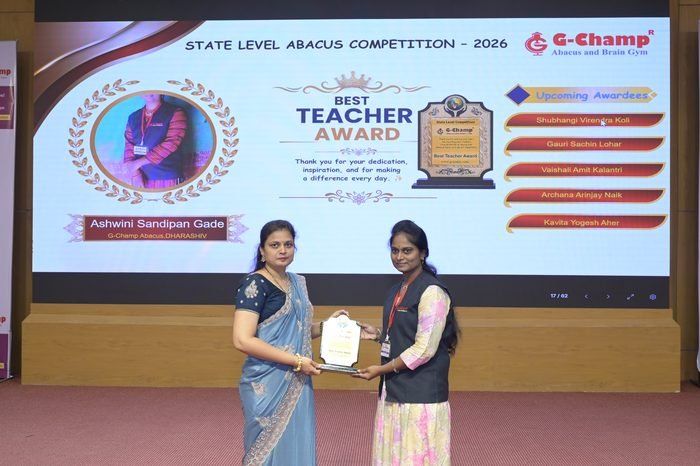 Ashwini Sandipan Gade — Best Teacher at the G-Champ State Level Abacus Competition 2026