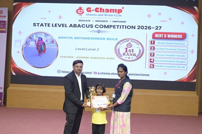 Anvita Dnyaneshwar Mule — G-Champ Super Star, Level 2, at the G-Champ State Level Abacus Competition 2026