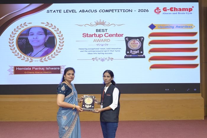 Hemlata Pankaj Ishware — Best Startup Award at the G-Champ State Level Abacus Competition 2026