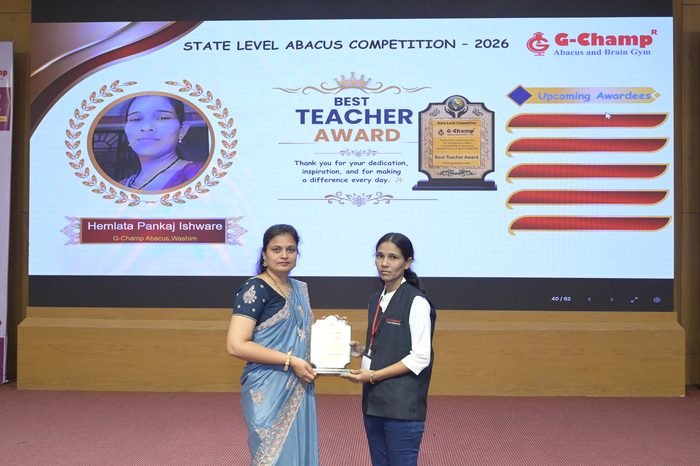 Hemlata Pankaj Ishware — Best Teacher at the G-Champ State Level Abacus Competition 2026