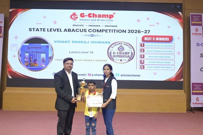 VIHANT PANKAJ ISHWARE — G-Champ Super Star, Level 1A, at the G-Champ State Level Abacus Competition 2026
