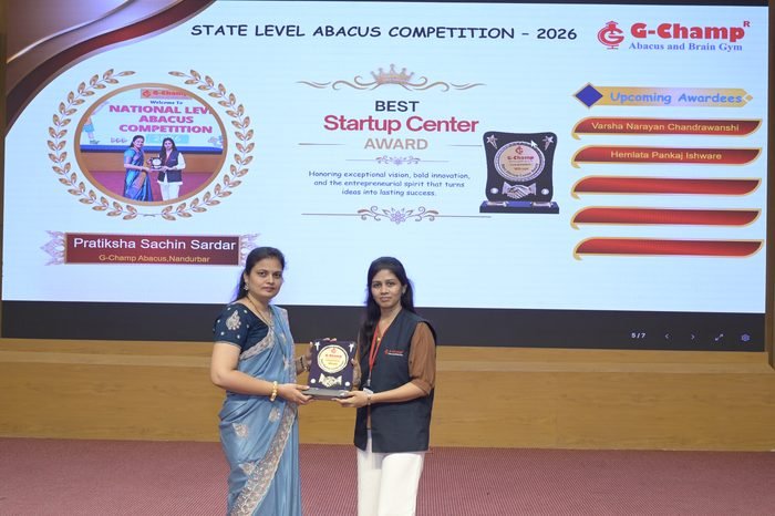 Pratiksha Sachin Sardar — Best Startup Award at the G-Champ State Level Abacus Competition 2026