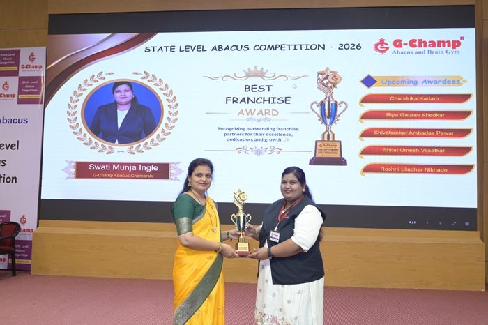 Swati Munja Ingle — Best Franchise at the G-Champ State Level Abacus Competition 2026
