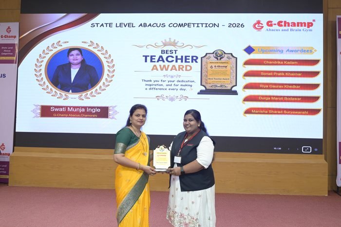 Swati Munja Ingle — Best Teacher at the G-Champ State Level Abacus Competition 2026