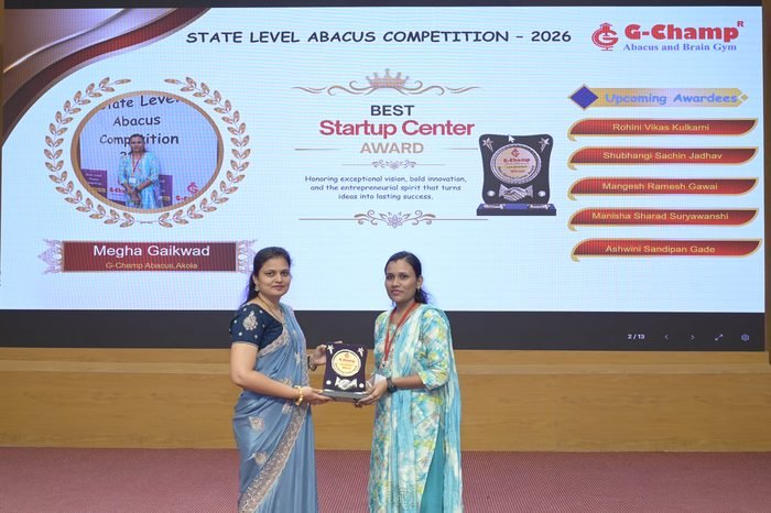Megha Gaikwad — Best Startup Award at the G-Champ State Level Abacus Competition 2026