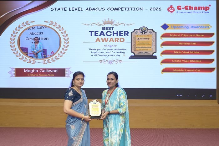 Megha Gaikwad — Best Teacher at the G-Champ State Level Abacus Competition 2026