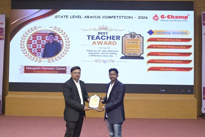 Mangesh Ramesh Gawai — Best Teacher at the G-Champ State Level Abacus Competition 2026