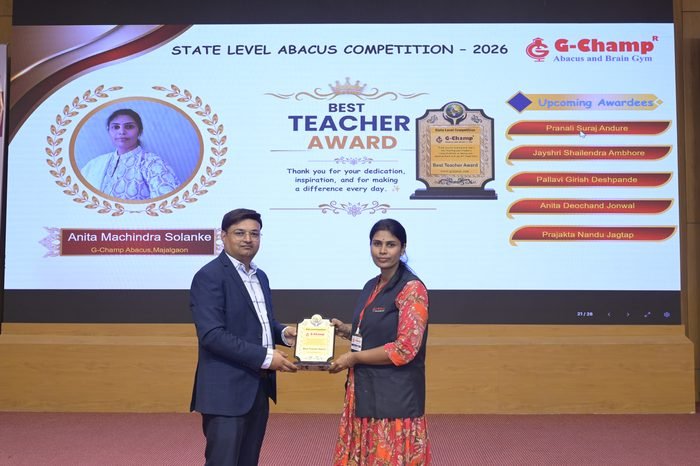 Anita Machindra Solanke — Best Teacher at the G-Champ State Level Abacus Competition 2026