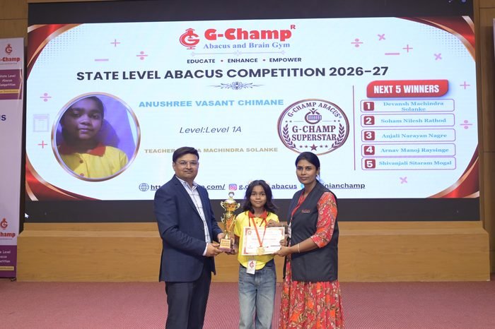 Anushree Vasant Chimane — G-Champ Super Star, Level 1A, at the G-Champ State Level Abacus Competition 2026